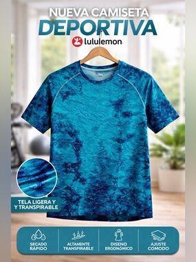 lululemon athletica Men's Short Sleeve Tee in Teal and Navy Tie-Dye